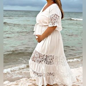 Off-White Lace Flowy Dress